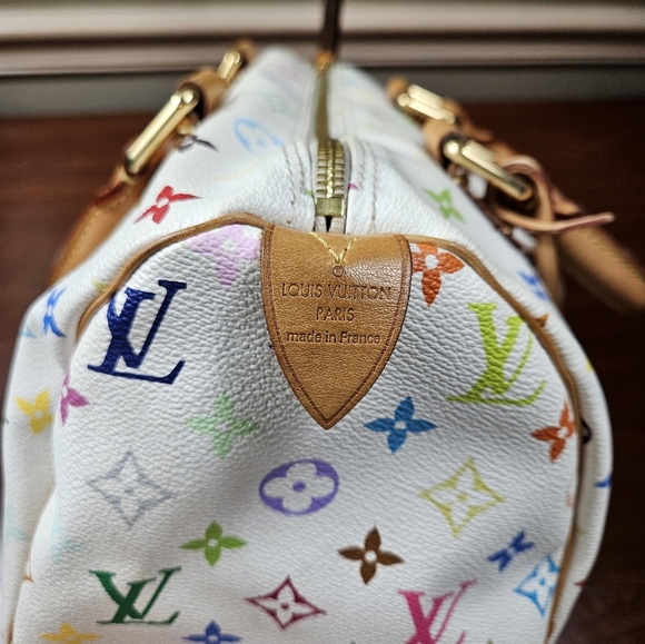 Auth Louis Vuitton Speedy 30 Multicolor White Satchel Handbag - Picture 8 of 16